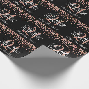 För födelsedagglitter för rosa guld 21st svart presentpapper