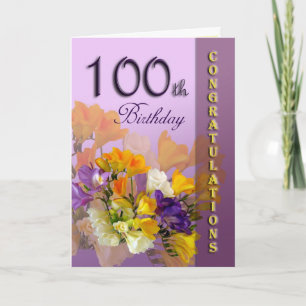 För födelsedaggrattis för blommigt 100. kort
