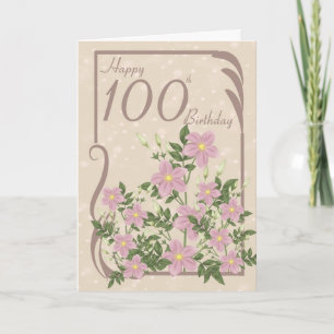För födelsedaghälsning för blommigt 100. kort