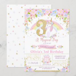 För födelsedaginbjudan för Unicorn 3rd regnbåge Inbjudningar