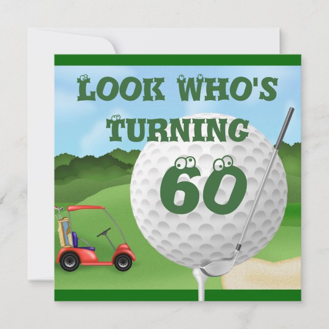 För födelsedaginbjudningar för rolig Golf 60th Inbjudningar (Framsida)
