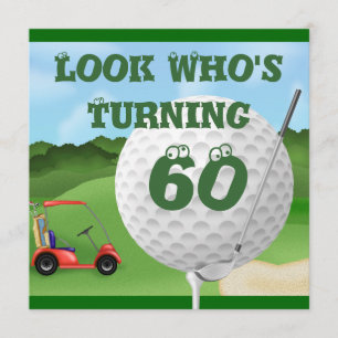 För födelsedaginbjudningar för rolig Golf 60th Inbjudningar