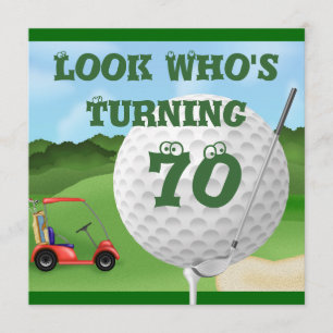 För födelsedaginbjudningar för rolig Golf 70th Inbjudningar