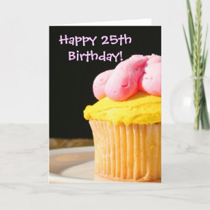 För födelsedagmuffin för lycklig 25th kort för