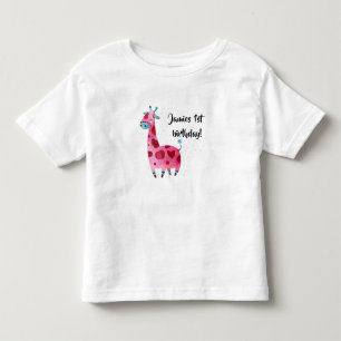 För födelsedagsfestdräkt för rosa giraff theme t shirt