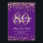 För födelsedagsfestglitter för guld- lilor 80th inbjudningar<br><div class="desc">För födelsedagFaux för elegant mall för inbjudan för 80th konfettiar för glitter guld- purpurfärgad. Underbart för 80th födelsedagsfester och mer!</div>