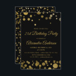 För födelsedagsfestguld för guld 21st konfettiar inbjudningar<br><div class="desc">Inbjudan för konfettiar för första födelsedagsfest för guld tjugo guld-. Den 21st födelsedagsfest inbjudan för guld och för svarten är perfekt för moderna tjugo en födelsedagsfest.</div>