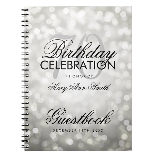 För födelsedagsfestsilver för Guestbook 70th Anteckningsbok (Framsidan)