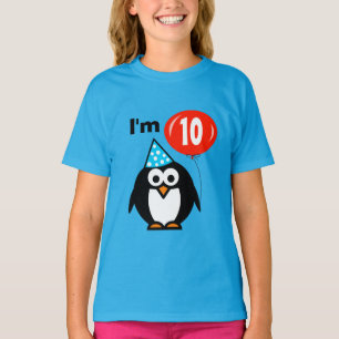För födelsedagskjorta för ungar 10th pingvin t shirt