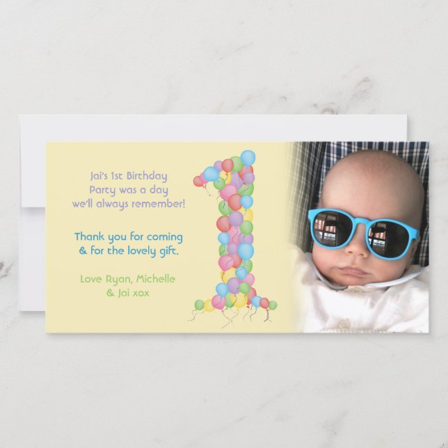 För födelsedagtack för babyar 1st kort för foto (Framsida)