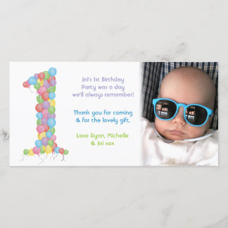För födelsedagtack för babyar 1st kort för foto