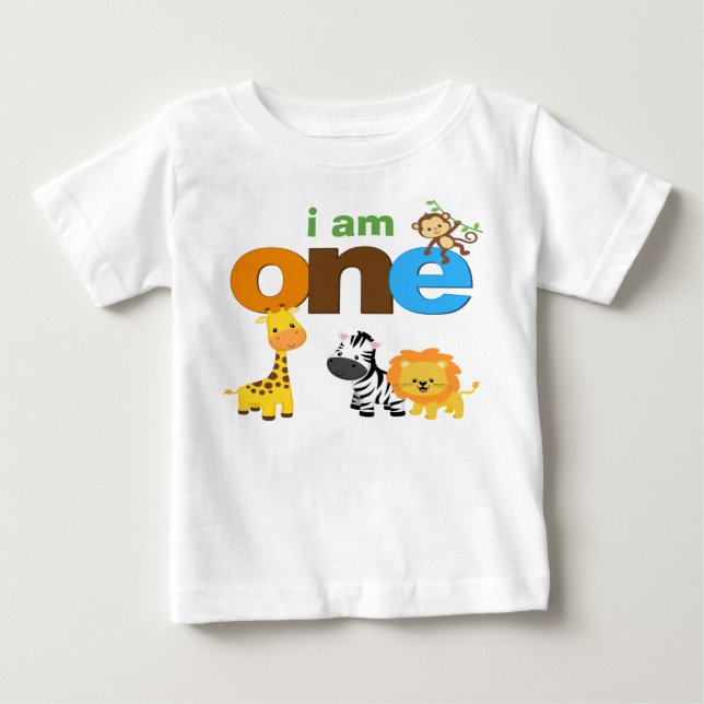 För födelsedagTshirt för djungel 1st unge för baby Tee (Framsida)
