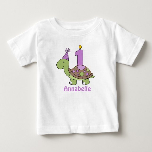 För födelsedagTshirt för sköldpadda första Tee (Framsida)