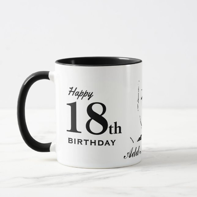 För födelsedagtypografi för lycklig 18th mugg (Vänster)