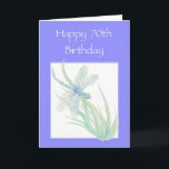 För födelsedagvattenfärg för lycklig 70th natur kort<br><div class="desc">Damm för slända för Happy70th-födelsedagvattenfärg eller trädgårdnatur</div>