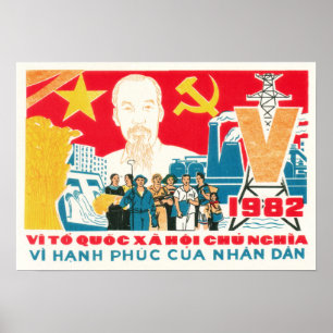 För folkets lycka! Gamla Vietnam 1982 Poster