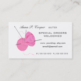 För för garnbollar & nålar för Knitter rosa Visitkort