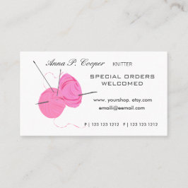För för garnbollar & nålar för Knitter rosa Visitkort