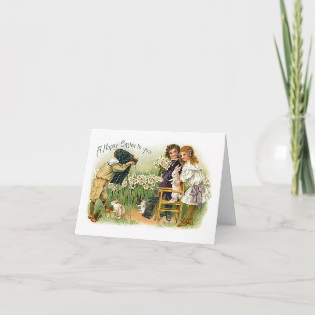 For för påskharevintagefoto helgkort (Framsida)