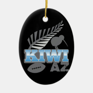 För för rugbyfågel och silver för KIWI AZ Julgransprydnad Keramik