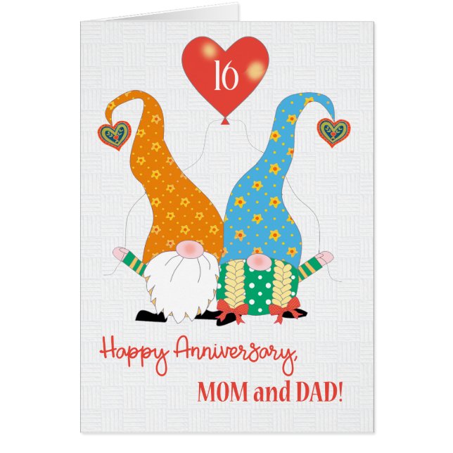 För Föräldrarnas Anpassningsbar-årsdag med Gnomes Hälsningskort (Framsidan)