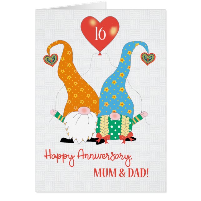 För Föräldrarnas Anpassningsbar-årsdag med Gnomes Hälsningskort (Framsidan)