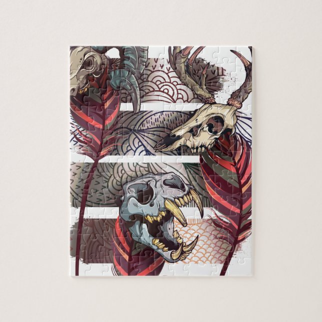 För förbannelseskelett för fasa djur skalle pussel (Vertikal)