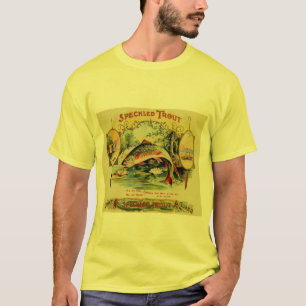 För forellfisk för vintage spräcklig etikett f t shirt