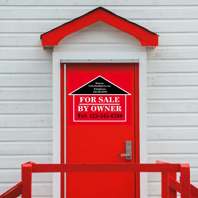 FÖR FÖRSÄLJNING AV ÄGAREN Anpassningsbar Real Gods Poster (Sell it fast with a bold "FOR SALE BY OWNER" sign. Customized Sale, Rent or Lease posters available.)