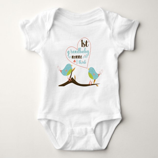 "För första Grandbaby" för två fåglar Bodysuit T Shirt (Framsida)