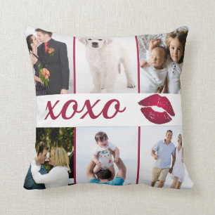 För fotoCollage XOXO Burgundy för anpassningsbar 6 Kudde