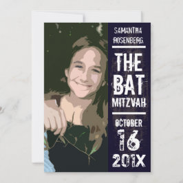 För fotoinbjudan för rockband bat mitzvah svart inbjudningar