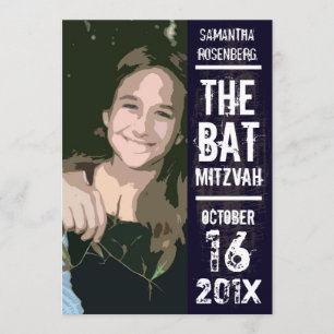 För fotoinbjudan för rockband bat mitzvah svart inbjudningar