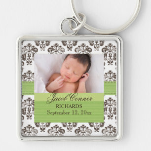 För fotoKeychain för beställnings- baby damasta Fyrkantig Silverfärgad Nyckelring