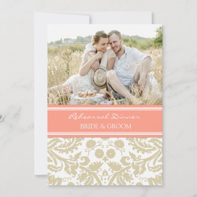 För fotorepetition middag för beige korall inbjudningar (Framsida)