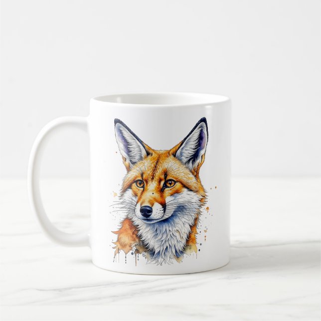 För Fox Sake! Fräcklig vattenfärgsfoxtnotering Kaffemugg (Vänster)