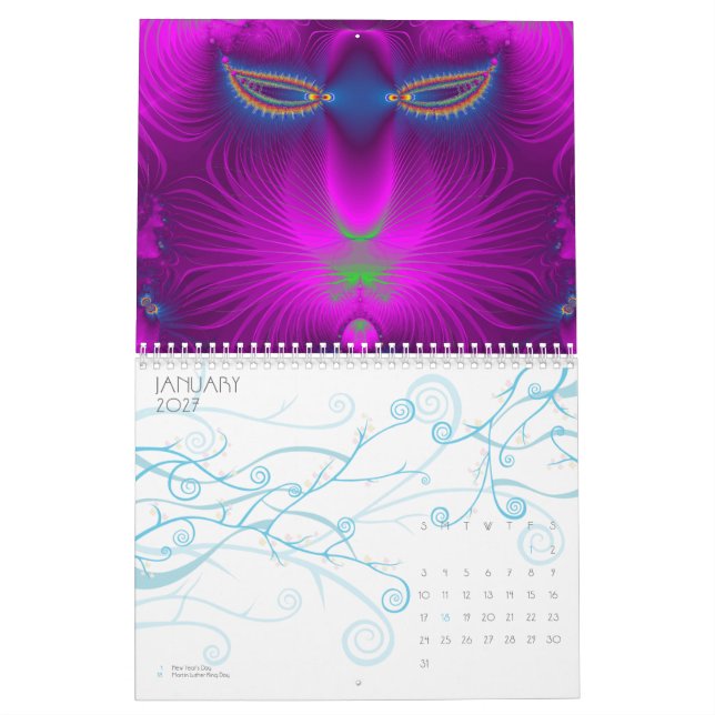 för fractalkonst för 18 månad kalender (Jan 2027)