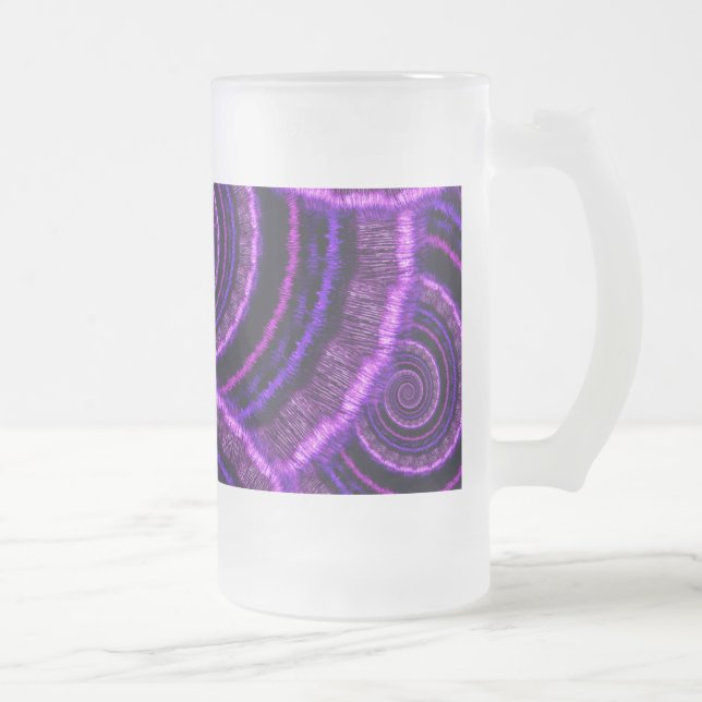 För Fractalkonst för lilor spiralt mönster Frostat Ölglas (Höger)