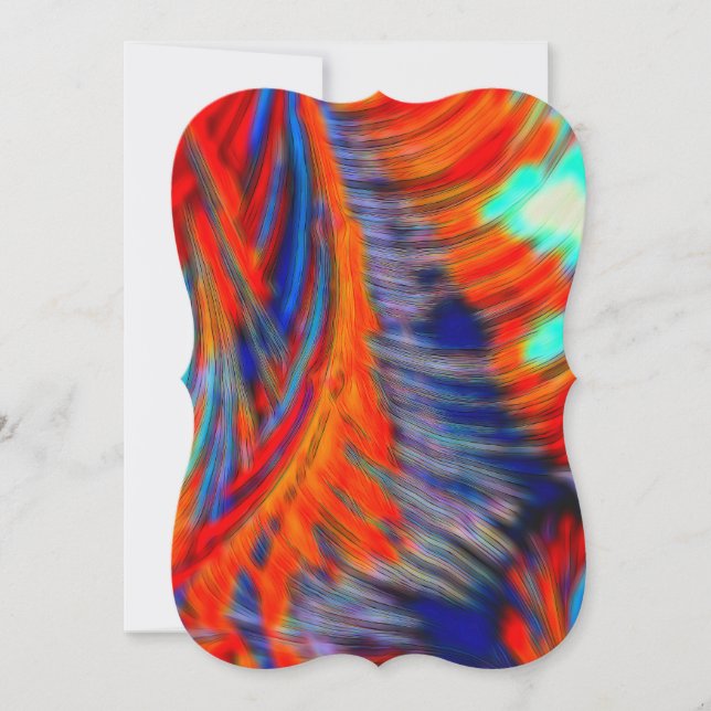 För FractalTie för röda blått orange färg Inbjudningar (Framsida)