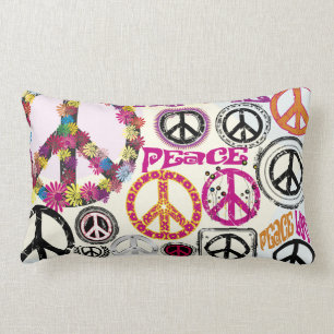 För fred- & kärlekHippie för flower power Retro Lumbarkudde