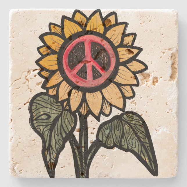  för fredsolrosblommor Garden Sunblommor Stenunderlägg (Framsidan)