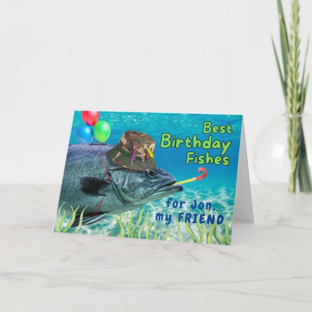För Friend Birthday Fish Redo till Party Kort (Framsida)