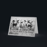 För Friend Funny Födelsedagsfest Cattle Kort<br><div class="desc">Svartvit foto med boskap som donerar hattar från party och redo för att få party MOOving! Lustigt födelsedag för en vän. Art,  bild och versell copyright © Shoaff Ballanger Studios,  2023.</div>
