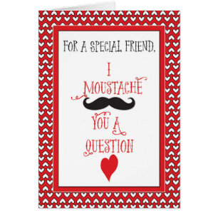 För Friend Mustache Valentines Dag Red Hearts Hälsningskort