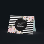 För Friend on Birthday Watercolor Ro Rand Kort<br><div class="desc">Designad baserad på min vattenfärgblomma porträtt i vit ros "ballerina" med deras blek rosa färg, med många ro buds redo till blomning och omgiven av mörk grönt bladning runt dem. Produkten har klassiskt svart och vitt rand och ett första monogram av ditt val i mitten och namn tryckt under monogrammet,...</div>