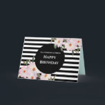 För Friend on Birthday Watercolor Ro Rand Kort<br><div class="desc">Designad baserad på min vattenfärgblomma porträtt i vit ros "ballerina" med deras blek rosa färg, med många ro buds redo till blomning och omgiven av mörk grönt bladning runt dem. Produkten har klassiskt svart och vitt rand och ett första monogram av ditt val i mitten och namn tryckt under monogrammet,...</div>