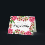 För Friend on Birthday Watercolor Rosa Flowers Kort<br><div class="desc">Fira en speciell någons födelsedag med det här krävande födelsedagskortet, med en fantastisk cirkel arrangemang av ömtåliga sommarblommor. Baserat på min vattenfärgillustration av rosa och vita petunier och ett charmerande rosa ros, fångar detta kort det centrala i skönhet och elegans. Gör det ännu mer speciellt genom att anpassa det med...</div>