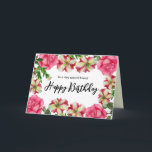 För Friend on Birthday Watercolor Rosa Flowers Kort<br><div class="desc">Fira en speciell någons födelsedag med det här krävande födelsedagskortet, med en fantastisk cirkel arrangemang av ömtåliga sommarblommor. Baserat på min vattenfärgillustration av rosa och vita petunier och ett charmerande rosa ros, fångar detta kort det centrala i skönhet och elegans. Gör det ännu mer speciellt genom att anpassa det med...</div>