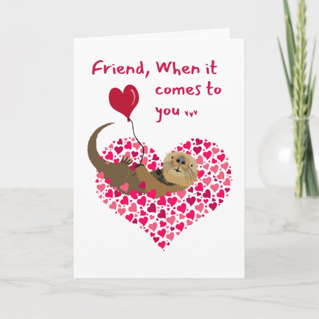 För Friend Otter Valentindagen i Heart Bassäng Kort (Framsida)