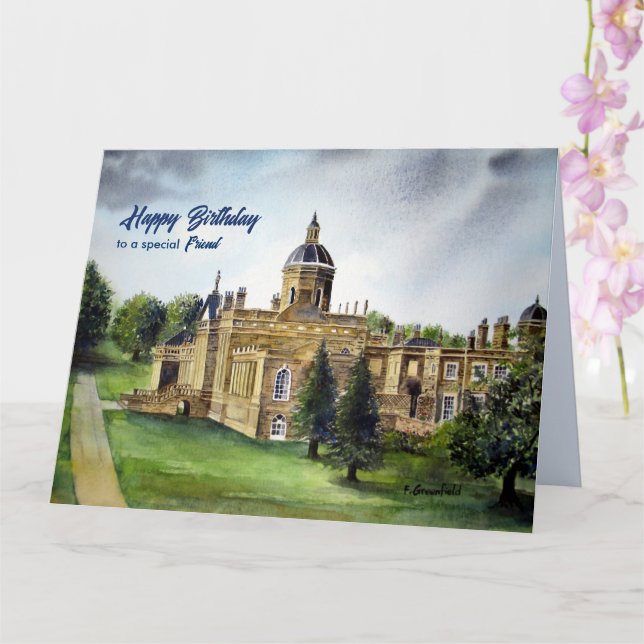 För Friend på Birthday Castle Howard York Painting Kort (Orkide)